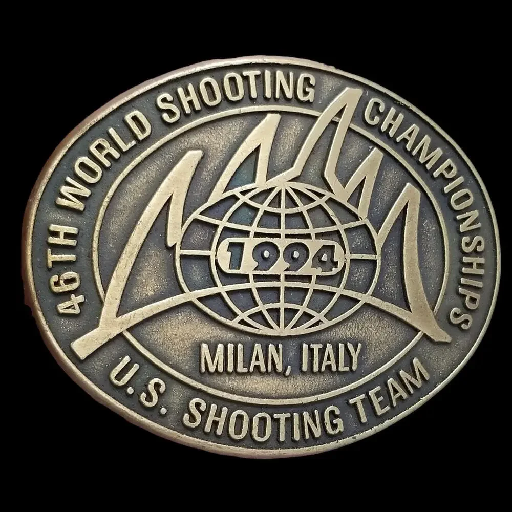 Vintage Belt Buckle 1994 46th World Shooting Championships Milan Italy U.S. Team